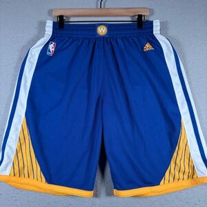 Golden State Warriors NBA Basketball Shorts Mens Large Blue Yellow 505PA Adidas